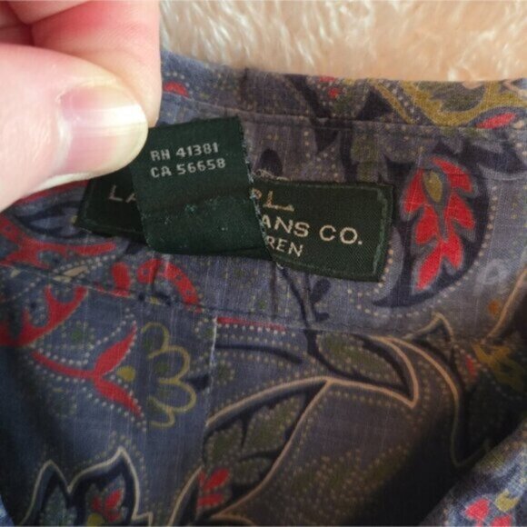 Vintage LRL Blue and Red Paisley Button Down Shirt - Picture 4 of 5